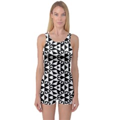 Geometric Tile Background One Piece Boyleg Swimsuit by Apen