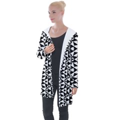 Geometric Tile Background Longline Hooded Cardigan by Apen