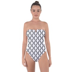 Black Pattern Halftone Wallpaper Tie Back One Piece Swimsuit by Apen