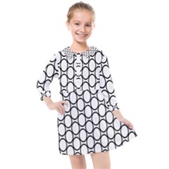 Black Pattern Halftone Wallpaper Kids  Quarter Sleeve Shirt Dress by Apen