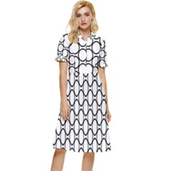 Black Pattern Halftone Wallpaper Button Top Knee Length Dress by Apen