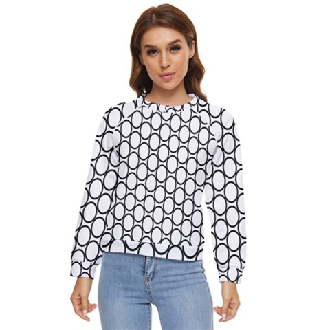 Black Pattern Halftone Wallpaper Women s Long Sleeve Raglan T-shirt by Apen