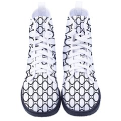 Black Pattern Halftone Wallpaper Kid s High-top Canvas Sneakers by Apen