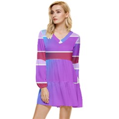 Pattern Banner Set Dot Abstract Tiered Long Sleeve Mini Dress by Apen