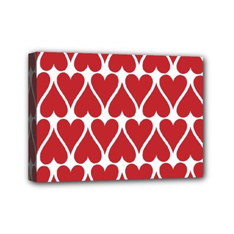 Hearts Pattern Seamless Red Love Mini Canvas 7  X 5  (stretched) by Apen