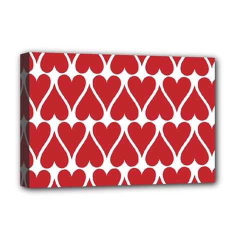 Hearts Pattern Seamless Red Love Deluxe Canvas 18  X 12  (stretched) by Apen