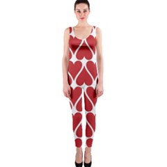 Hearts Pattern Seamless Red Love One Piece Catsuit by Apen