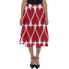 Hearts Pattern Seamless Red Love Perfect Length Midi Skirt by Apen