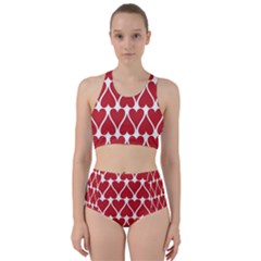 Hearts Pattern Seamless Red Love Racer Back Bikini Set by Apen