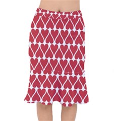 Hearts Pattern Seamless Red Love Short Mermaid Skirt by Apen