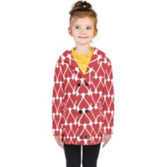 Hearts Pattern Seamless Red Love Kids  Double Breasted Button Coat by Apen