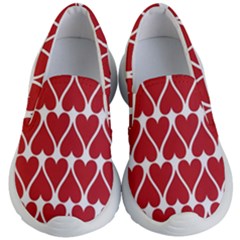 Hearts Pattern Seamless Red Love Kids Lightweight Slip Ons by Apen