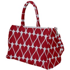 Hearts Pattern Seamless Red Love Duffel Travel Bag by Apen