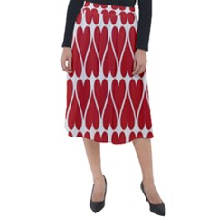 Hearts Pattern Seamless Red Love Classic Velour Midi Skirt  by Apen