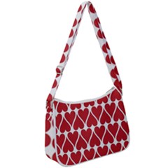 Hearts Pattern Seamless Red Love Zip Up Shoulder Bag by Apen