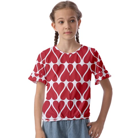 Hearts Pattern Seamless Red Love Kids  Cuff Sleeve Scrunch Bottom T-shirt by Apen