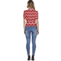 Hearts Pattern Seamless Red Love Puffed Short Sleeve Button Up Jacket View4