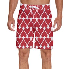 Hearts Pattern Seamless Red Love Men s Beach Shorts