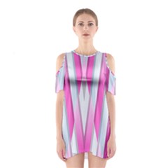 Geometric 3d Design Pattern Pink Shoulder Cutout One Piece Dress by Apen