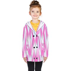 Geometric 3d Design Pattern Pink Kids  Double Breasted Button Coat by Apen