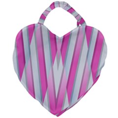 Geometric 3d Design Pattern Pink Giant Heart Shaped Tote by Apen