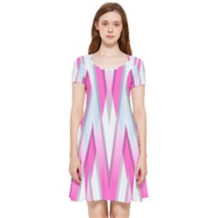 Geometric 3d Design Pattern Pink Inside Out Cap Sleeve Dress by Apen