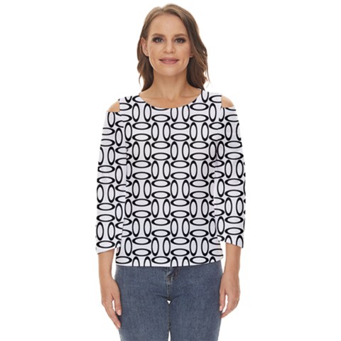 Ellipse Pattern Ellipse Dot Pattern Cut Out Wide Sleeve Top by Apen