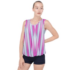 Geometric 3d Design Pattern Pink Bubble Hem Chiffon Tank Top by Apen