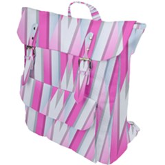 Geometric 3d Design Pattern Pink Buckle Up Backpack by Apen