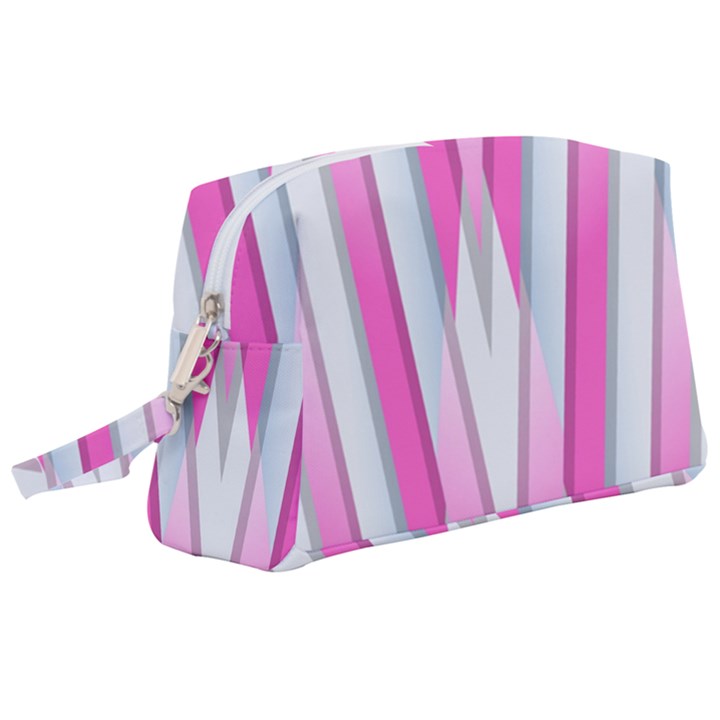 Geometric 3d Design Pattern Pink Wristlet Pouch Bag (Large)