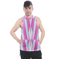 Geometric 3d Design Pattern Pink Men s Sleeveless Hoodie by Apen