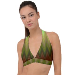 Zig Zag Chevron Classic Pattern Halter Plunge Bikini Top by Apen