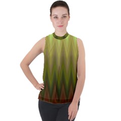 Zig Zag Chevron Classic Pattern Mock Neck Chiffon Sleeveless Top by Apen