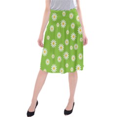 Daisy Flowers Floral Wallpaper Midi Beach Skirt by Apen