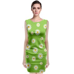 Daisy Flowers Floral Wallpaper Sleeveless Velvet Midi Dress