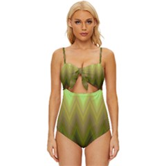 Zig Zag Chevron Classic Pattern Knot Front One-piece Swimsuit by Apen