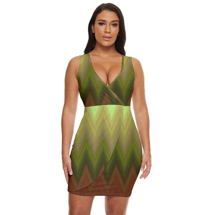 Zig Zag Chevron Classic Pattern Draped Bodycon Dress