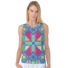 Checkerboard Squares Abstract Texture Patterns Women s Basketball Tank Top