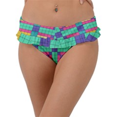 Checkerboard Squares Abstract Texture Patterns Frill Bikini Bottoms by Apen