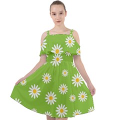 Daisy Flowers Floral Wallpaper Cut Out Shoulders Chiffon Dress by Apen