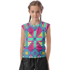 Checkerboard Squares Abstract Texture Patterns Kids  Raglan Cap Sleeve T-shirt by Apen