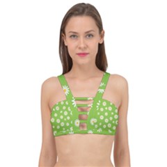 Daisy Flowers Floral Wallpaper Cage Up Bikini Top by Apen