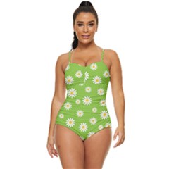 Daisy Flowers Floral Wallpaper Retro Full Coverage Swimsuit by Apen