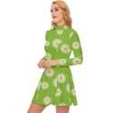 Daisy Flowers Floral Wallpaper Long Sleeve Velour Longline Dress View2