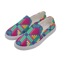 Checkerboard Squares Abstract Texture Patterns Women s Canvas Slip Ons by Apen