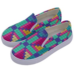 Checkerboard Squares Abstract Texture Patterns Kids  Canvas Slip Ons by Apen