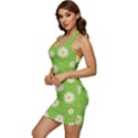 Daisy Flowers Floral Wallpaper Sleeveless Wide Square Neckline Ruched Bodycon Dress View2