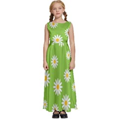 Daisy Flowers Floral Wallpaper Kids  Satin Sleeveless Maxi Dress by Apen