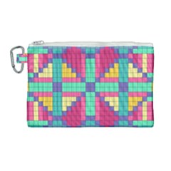 Checkerboard Squares Abstract Texture Patterns Canvas Cosmetic Bag (large) by Apen