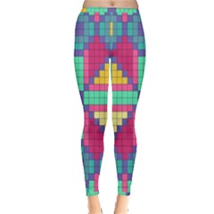 Checkerboard Squares Abstract Texture Patterns Inside Out Leggings by Apen